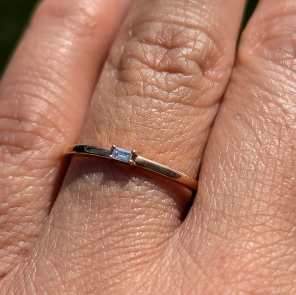 14K Rose Gold 1 Baguette Diamond Band